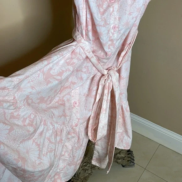 Lisa Marie Fernandez Off The Shoulder Floral Ruffle Mini Dress Pink Size 3X NWT| - Picture 10 of 17